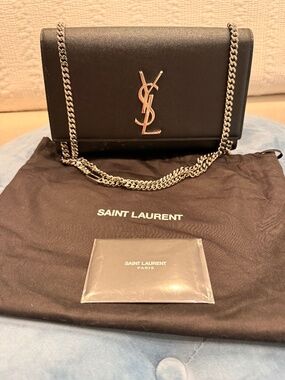 YSL black bag and card case